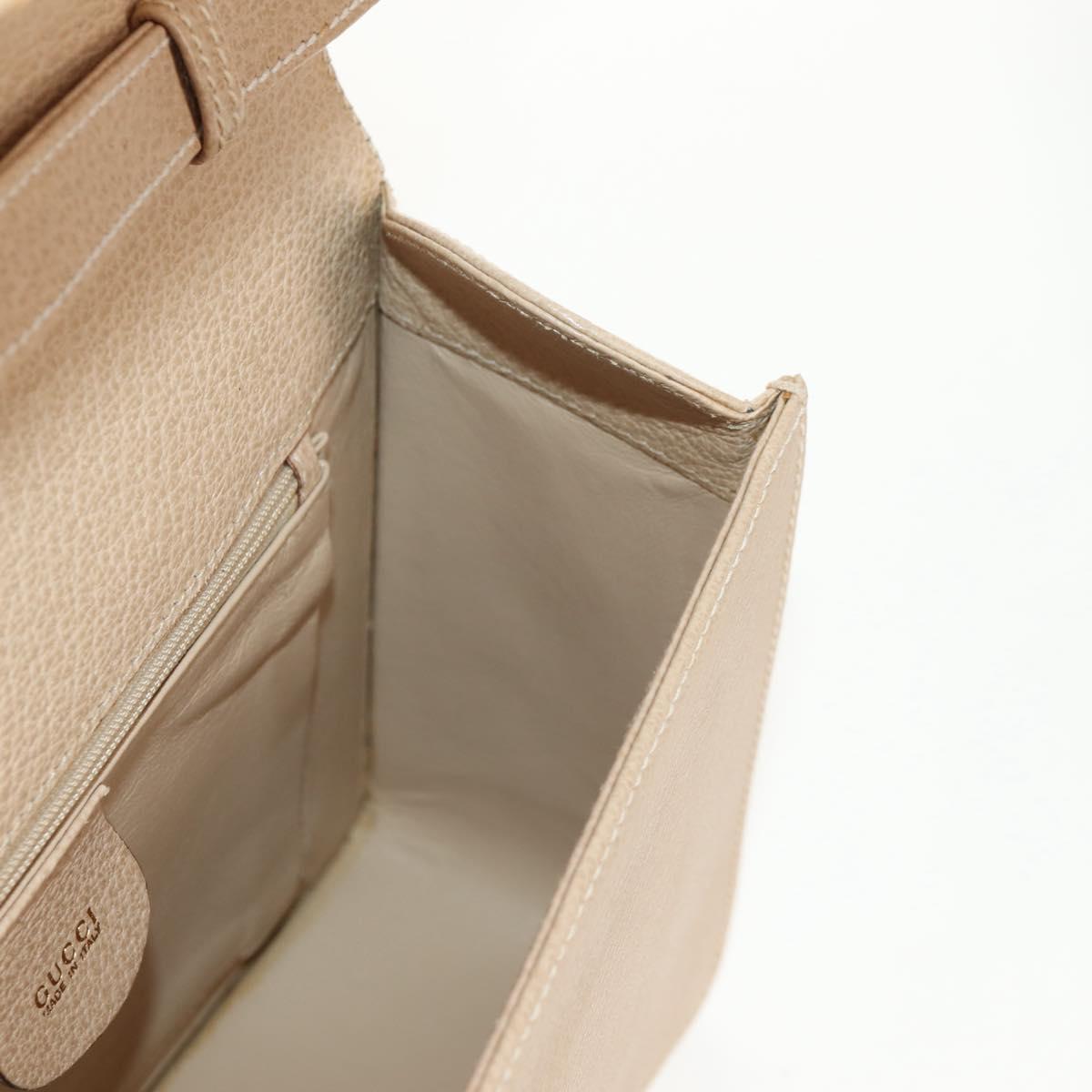 GUCCI Bamboo Hand Bag Leather 2way Beige Gold Auth 148621V
