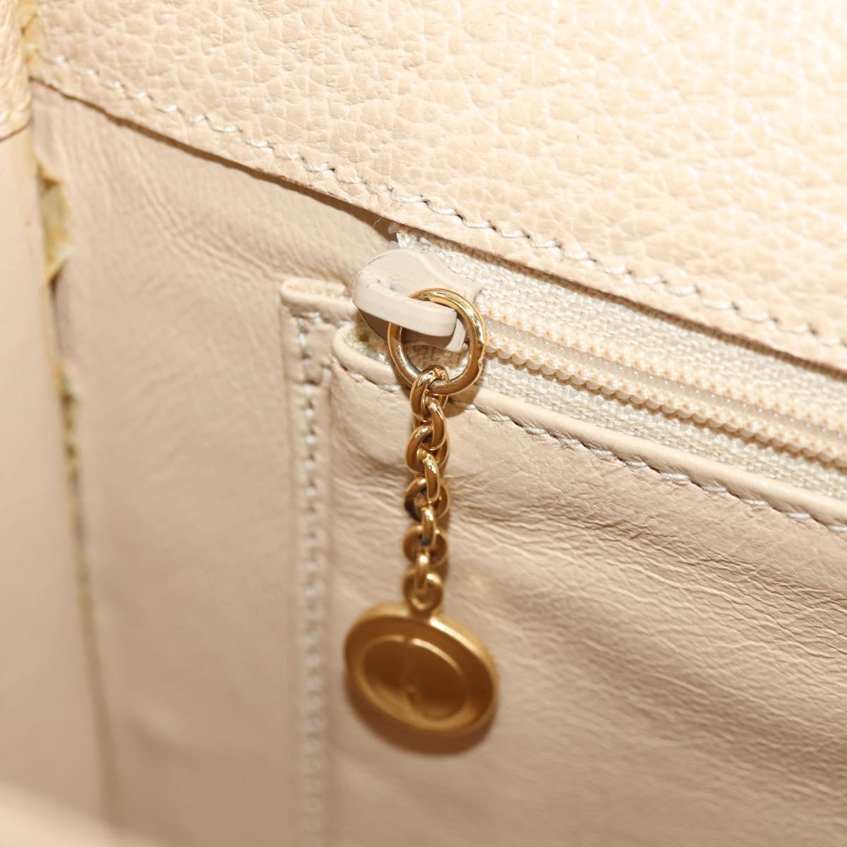 GUCCI Bamboo Hand Bag Leather 2way Beige Gold Auth 148621V