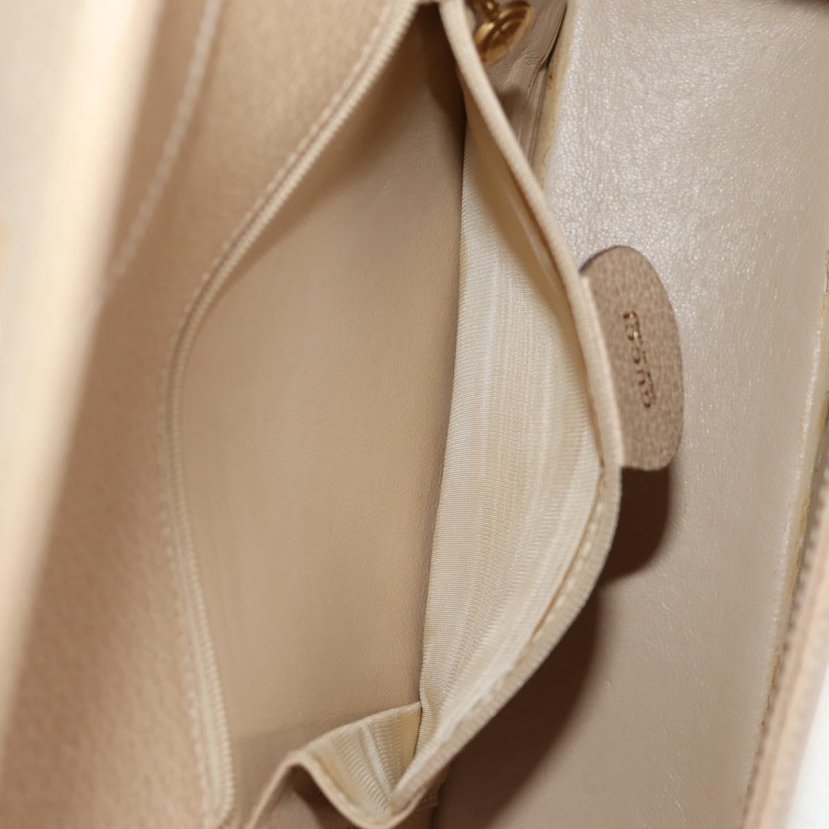 GUCCI Bamboo Hand Bag Leather 2way Beige Gold Auth 148621V