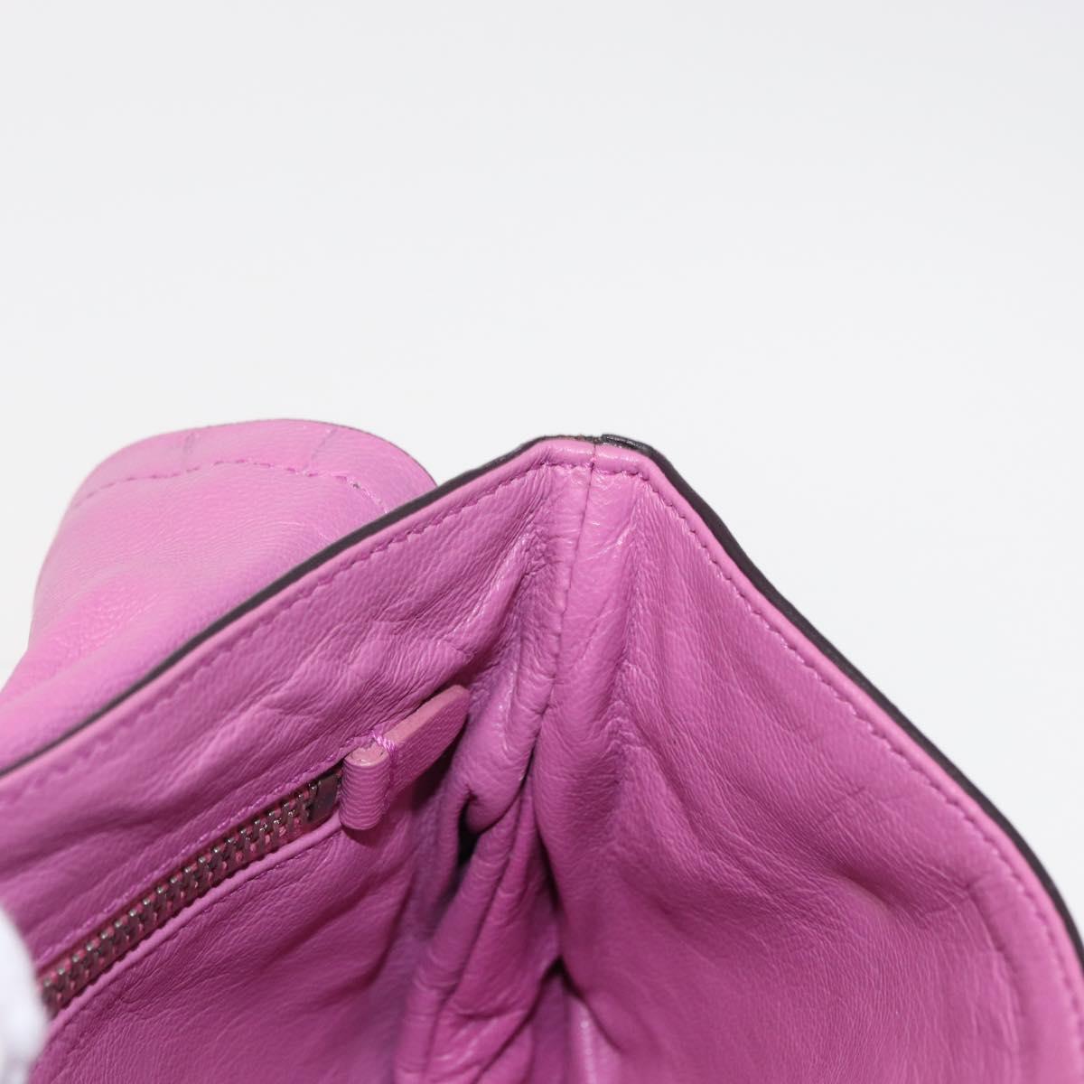 PRADA Chain Pouch Leather Silver Purple Auth 148623V