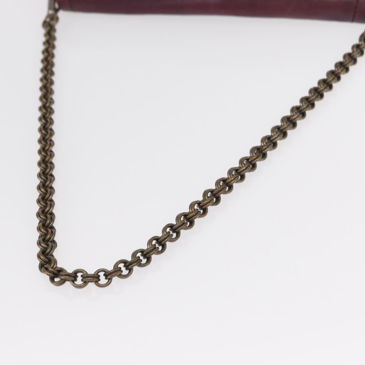 PRADA Chain Pouch Leather Silver Purple Auth 148623V