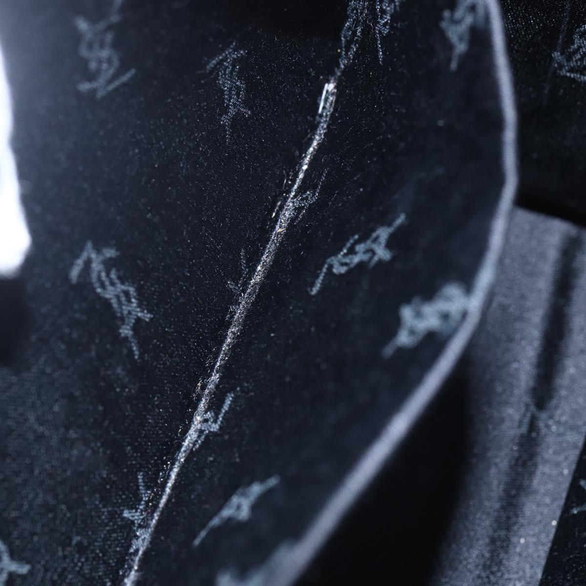 SAINT LAURENT Hand Bag Leather Black Gold Auth 148624V