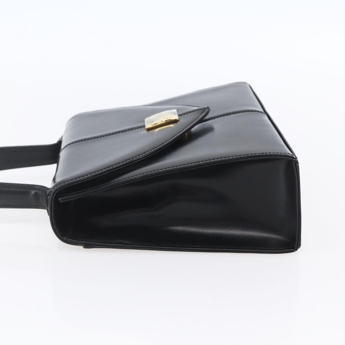 SAINT LAURENT Hand Bag Leather Black Gold Auth 148624V
