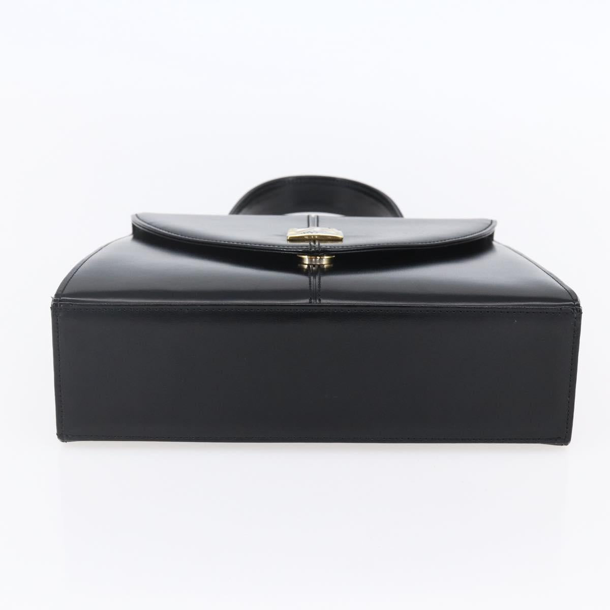 SAINT LAURENT Hand Bag Leather Black Gold Auth 148624V