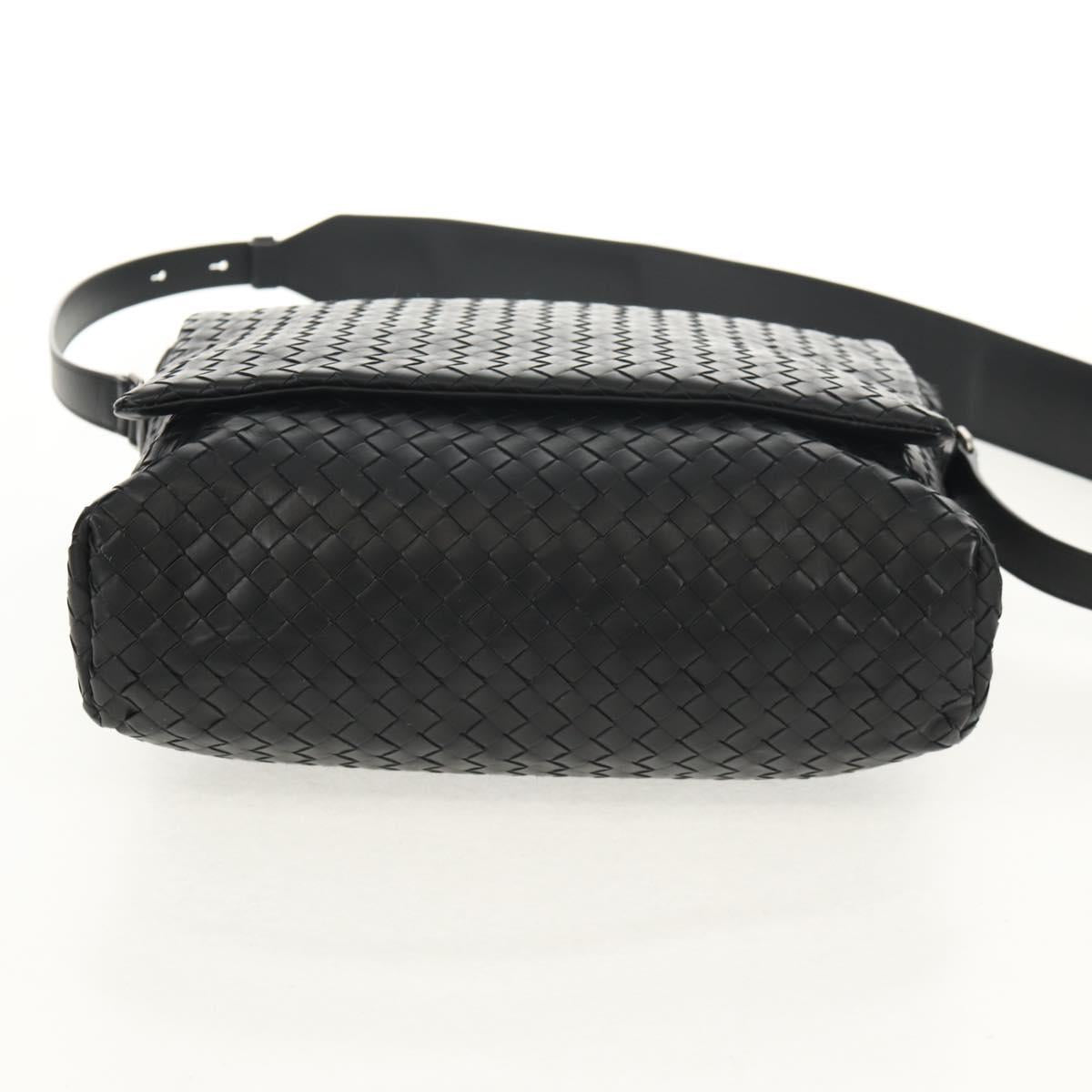 BOTTEGA VENETA INTRECCIATO Shoulder Bag Leather Black Auth 148626SAM
