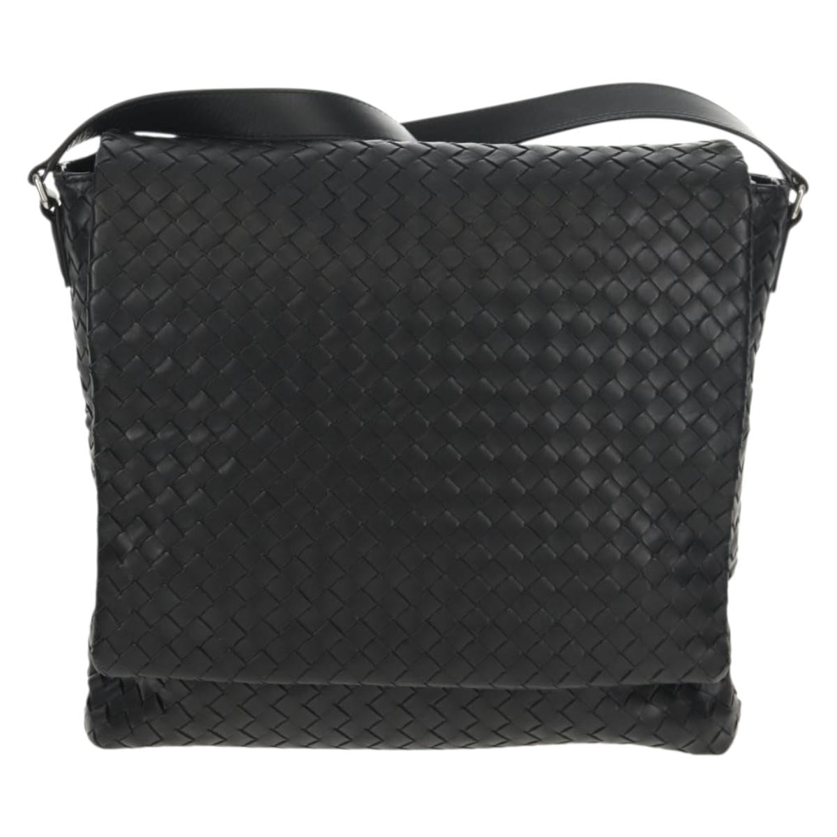 BOTTEGA VENETA INTRECCIATO Shoulder Bag Leather Black Auth 148626SAM