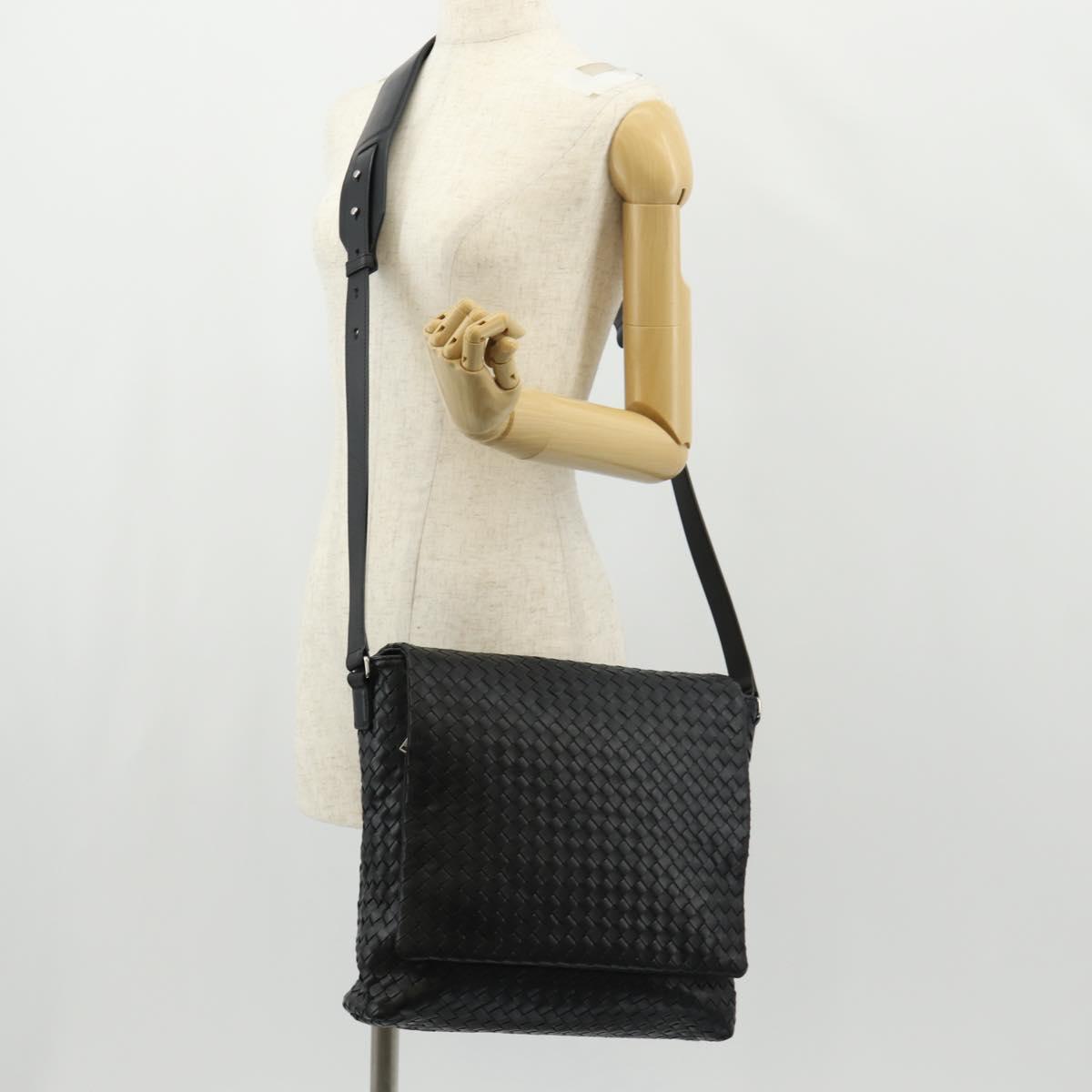 BOTTEGA VENETA INTRECCIATO Shoulder Bag Leather Black Auth 148626SAM