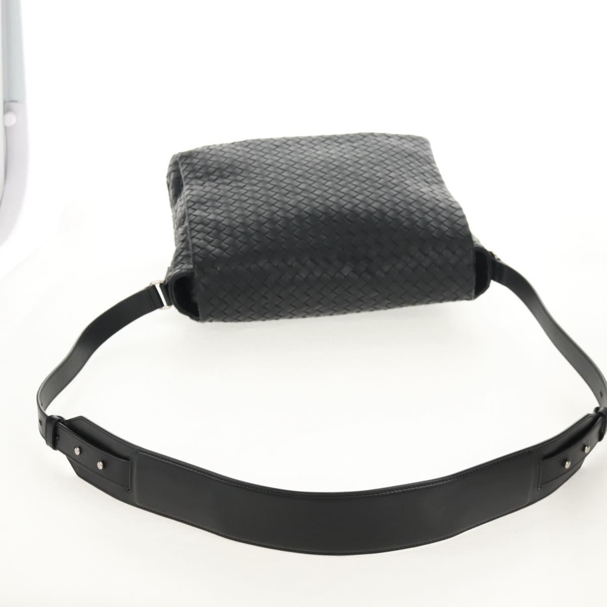 BOTTEGA VENETA INTRECCIATO Shoulder Bag Leather Black Auth 148626SAM