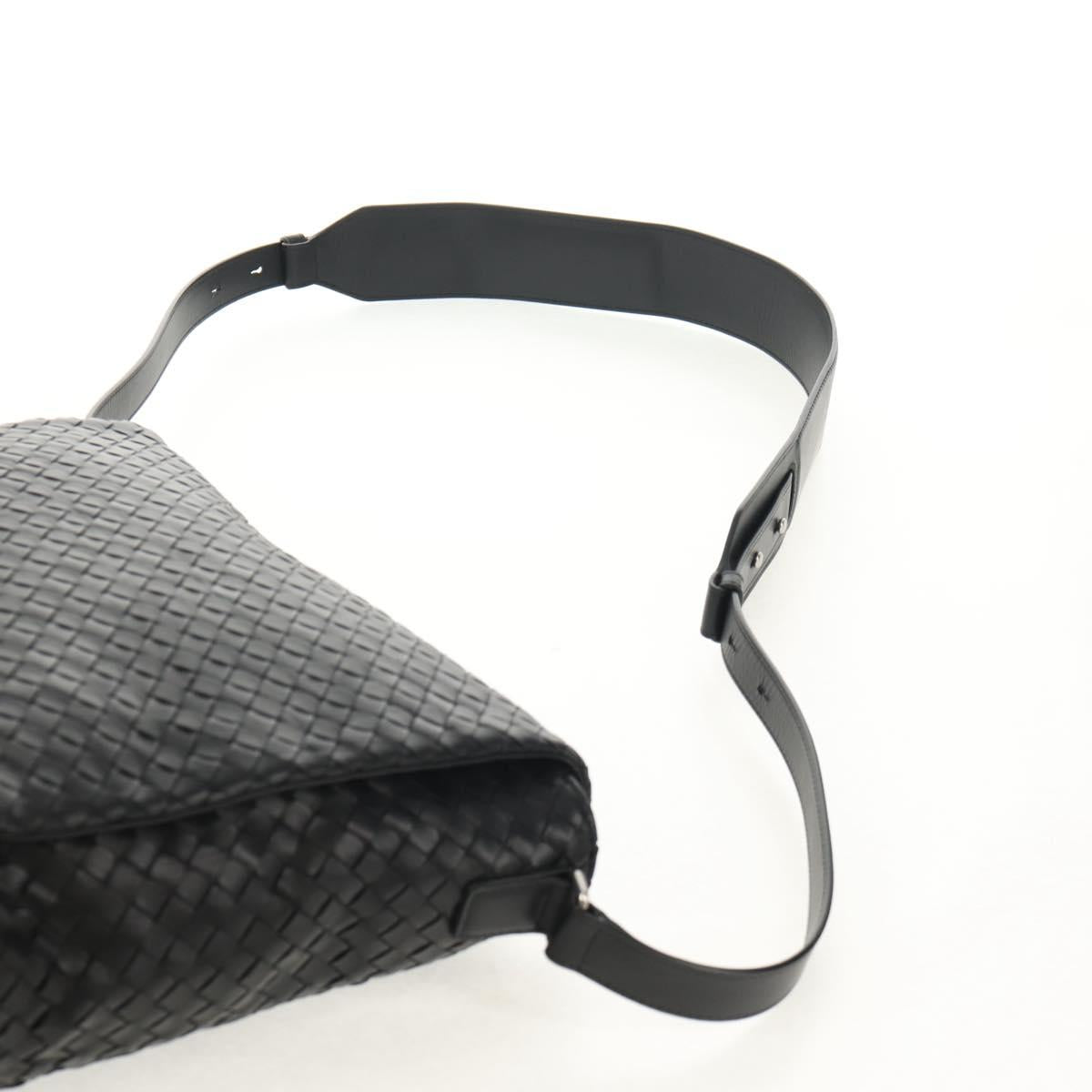 BOTTEGA VENETA INTRECCIATO Shoulder Bag Leather Black Auth 148626SAM