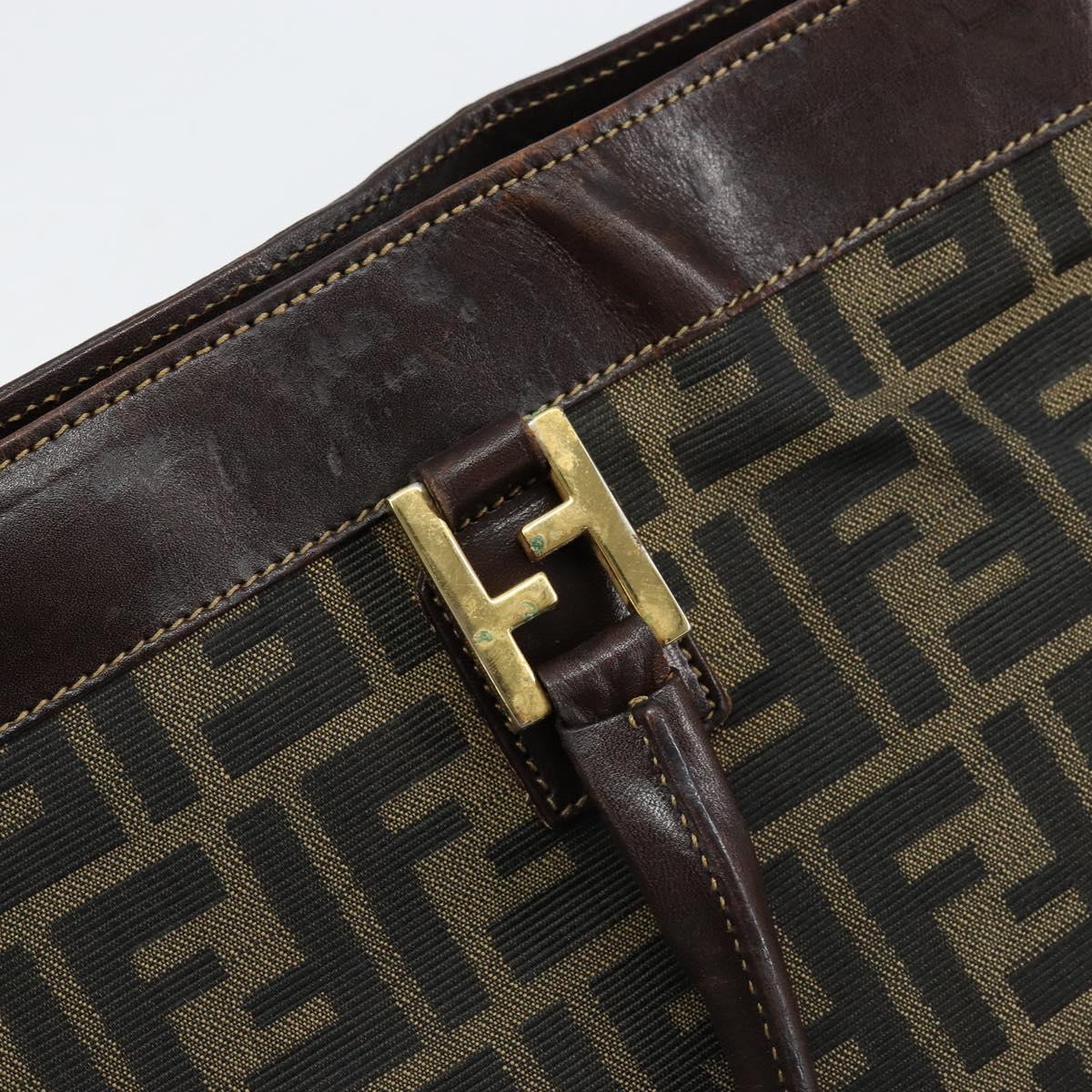 FENDI Zucca Canvas Hand Bag Black Brown Auth 148627