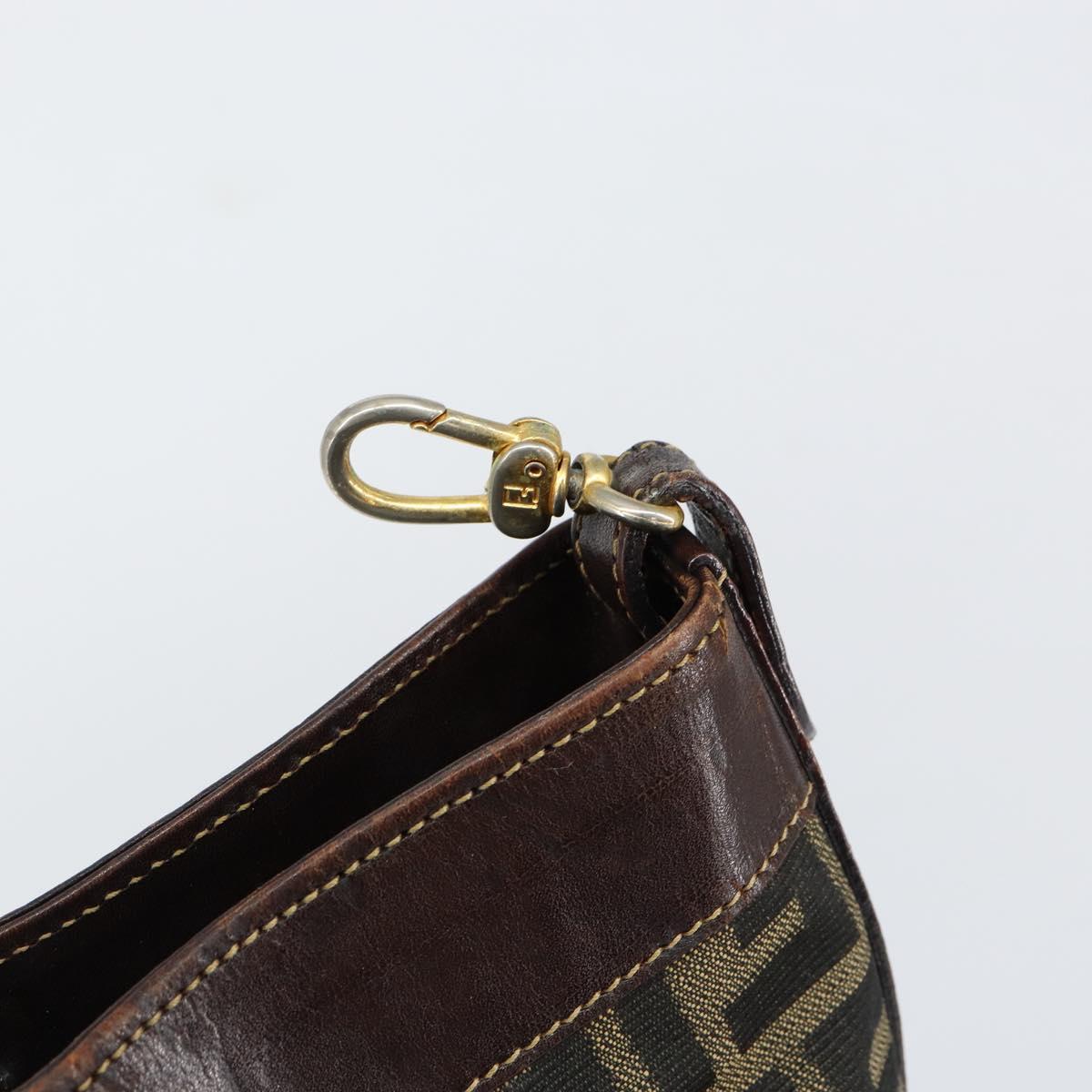 FENDI Zucca Canvas Hand Bag Black Brown Auth 148627