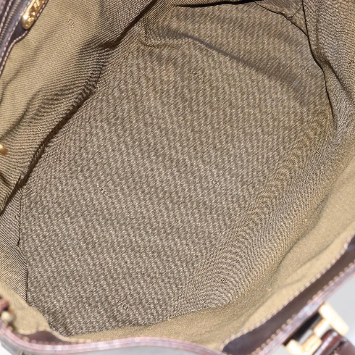 FENDI Zucca Canvas Hand Bag Black Brown Auth 148627