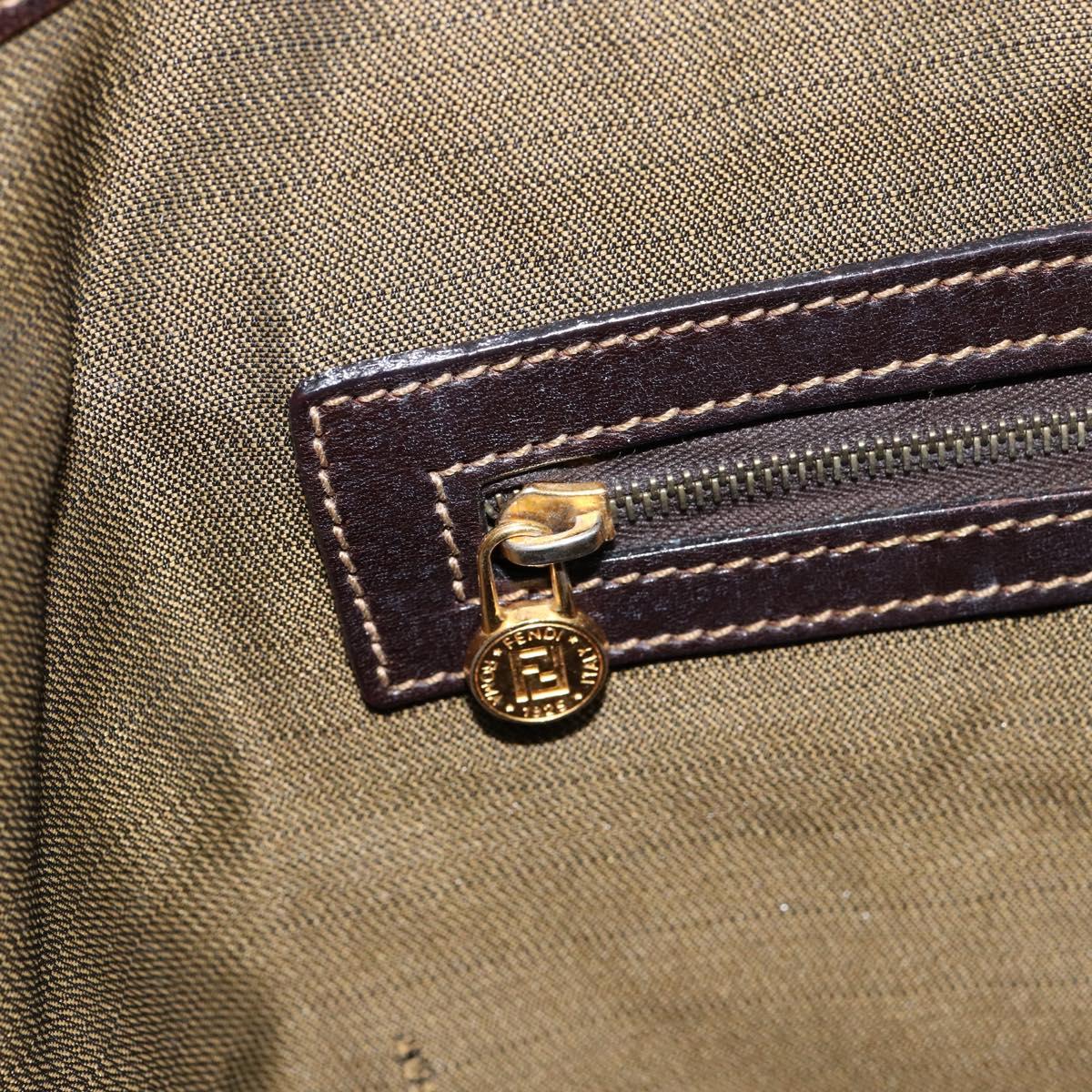FENDI Zucca Canvas Hand Bag Black Brown Auth 148627