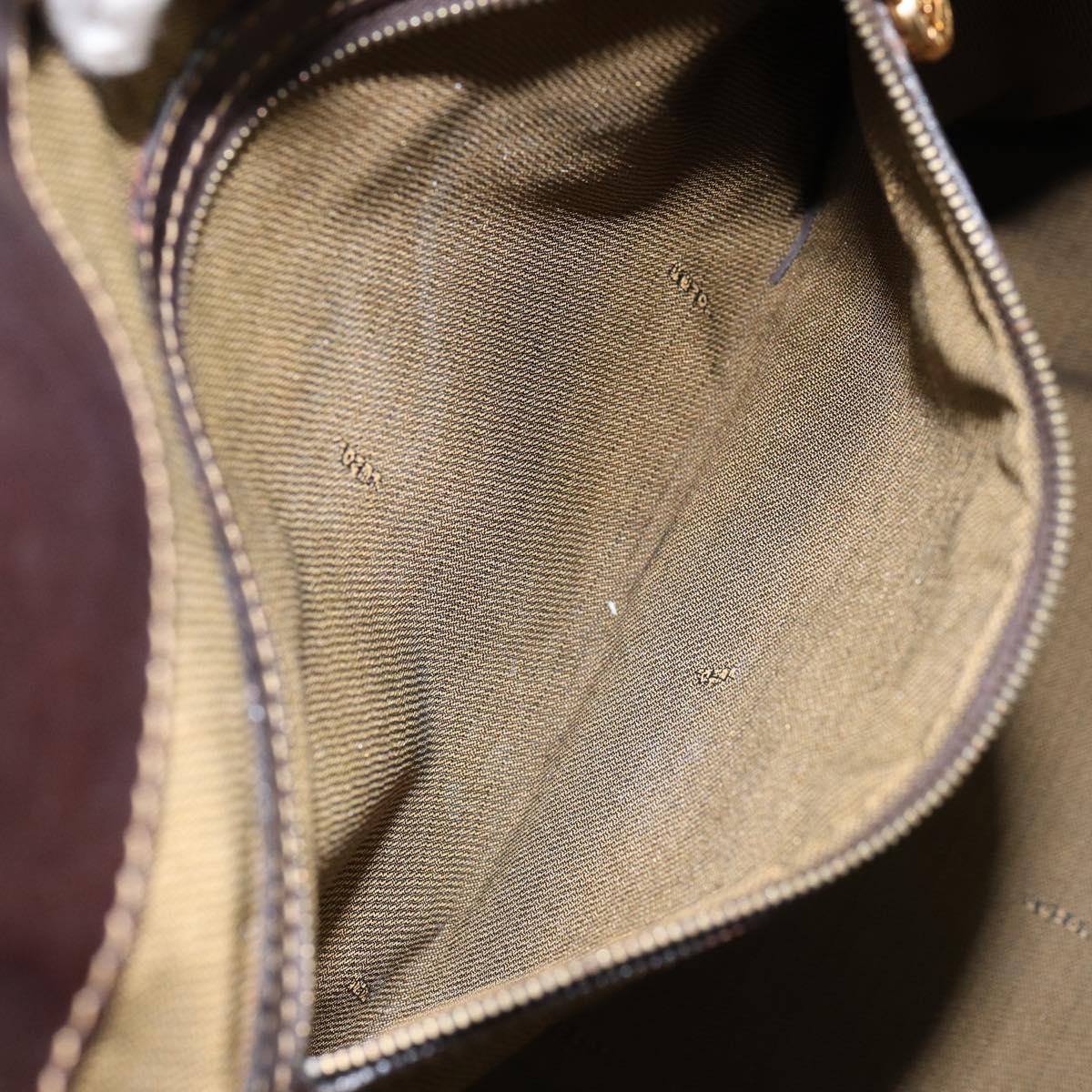 FENDI Zucca Canvas Hand Bag Black Brown Auth 148627