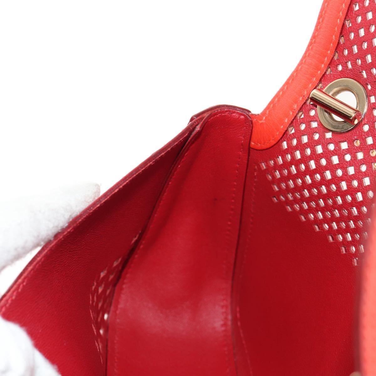 Salvatore Ferragamo Chain Shoulder Bag Leather Red Gold Auth 148629V