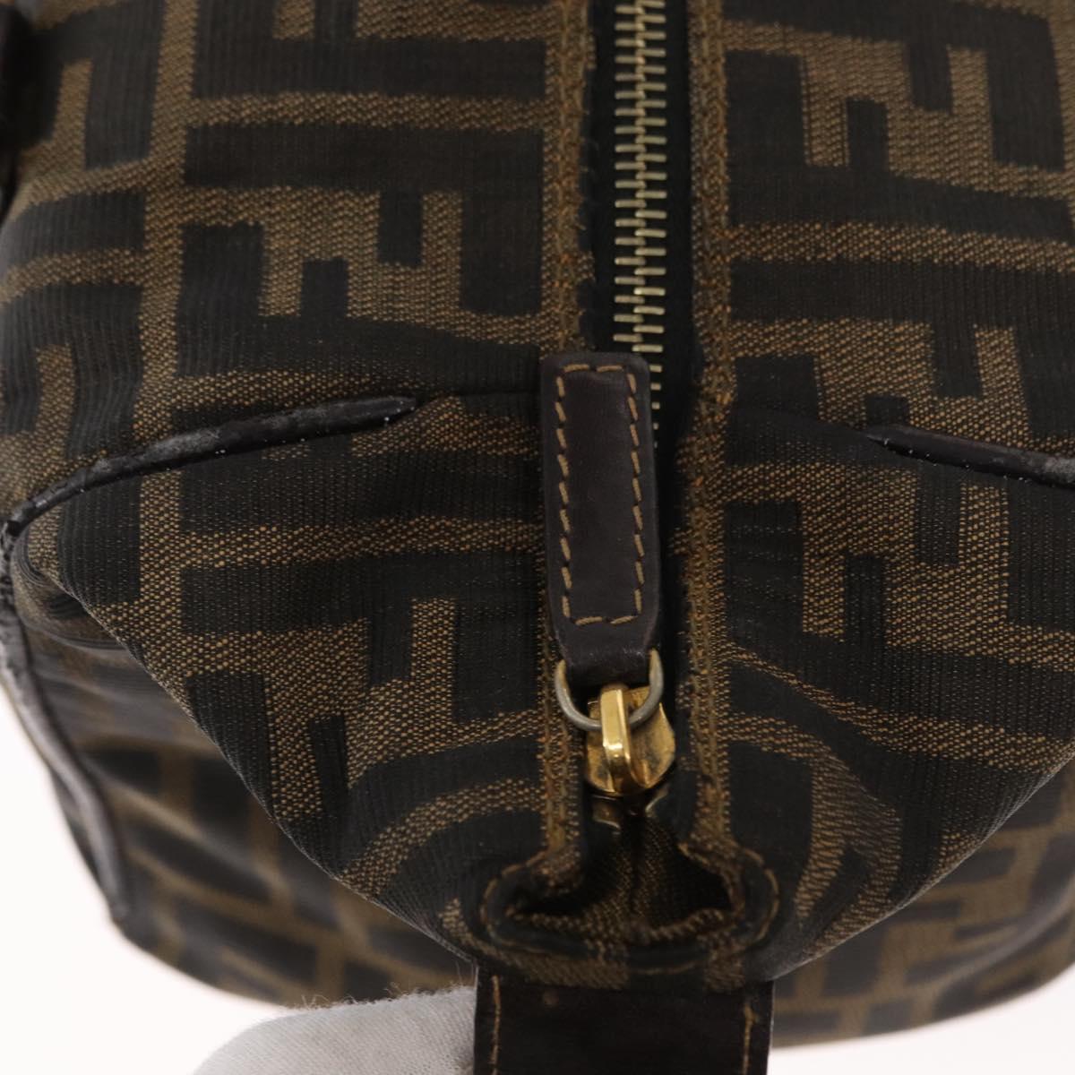 FENDI Zucca Canvas Hand Bag Black Brown Auth 148630