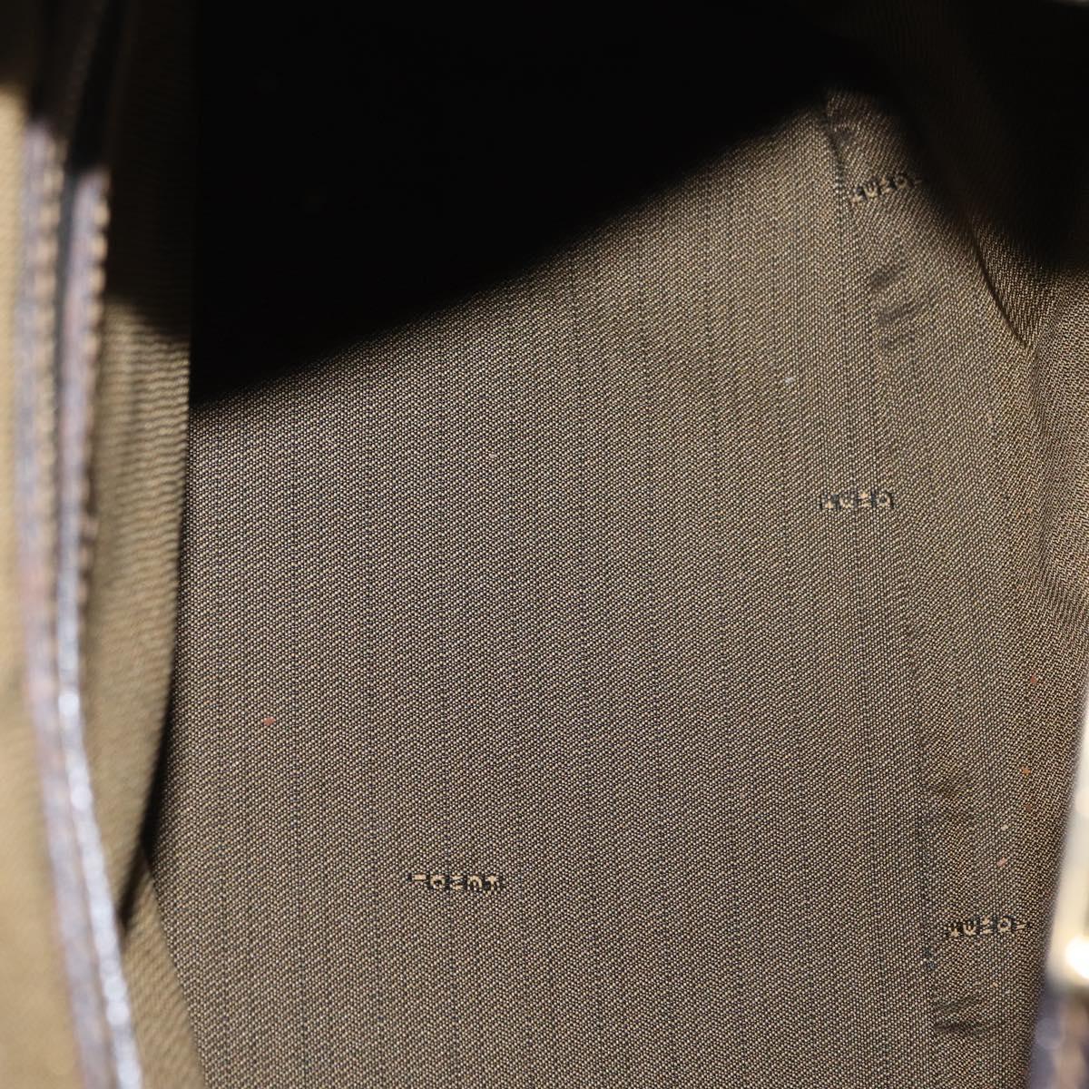 FENDI Zucca Canvas Hand Bag Black Brown Auth 148630