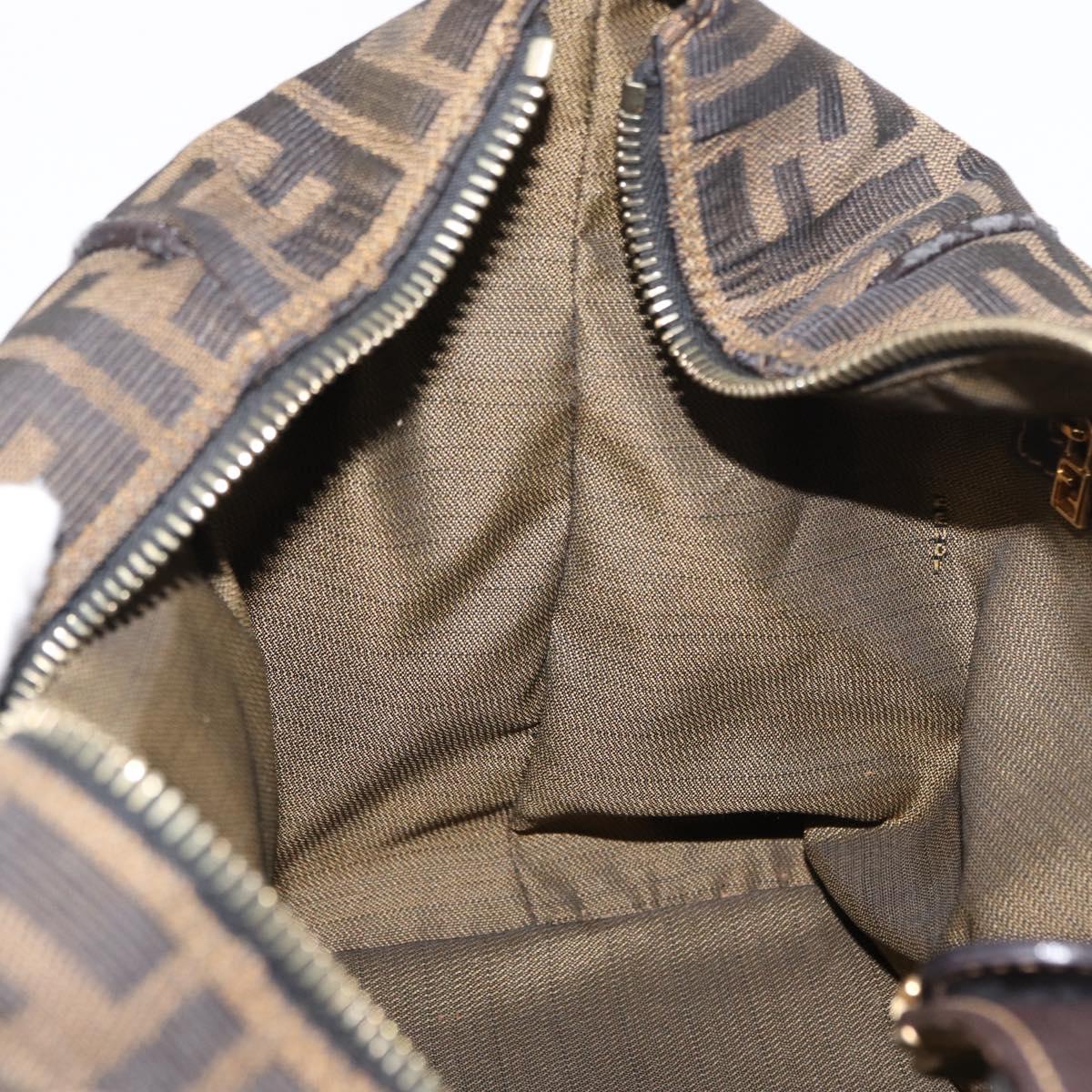 FENDI Zucca Canvas Hand Bag Black Brown Auth 148630