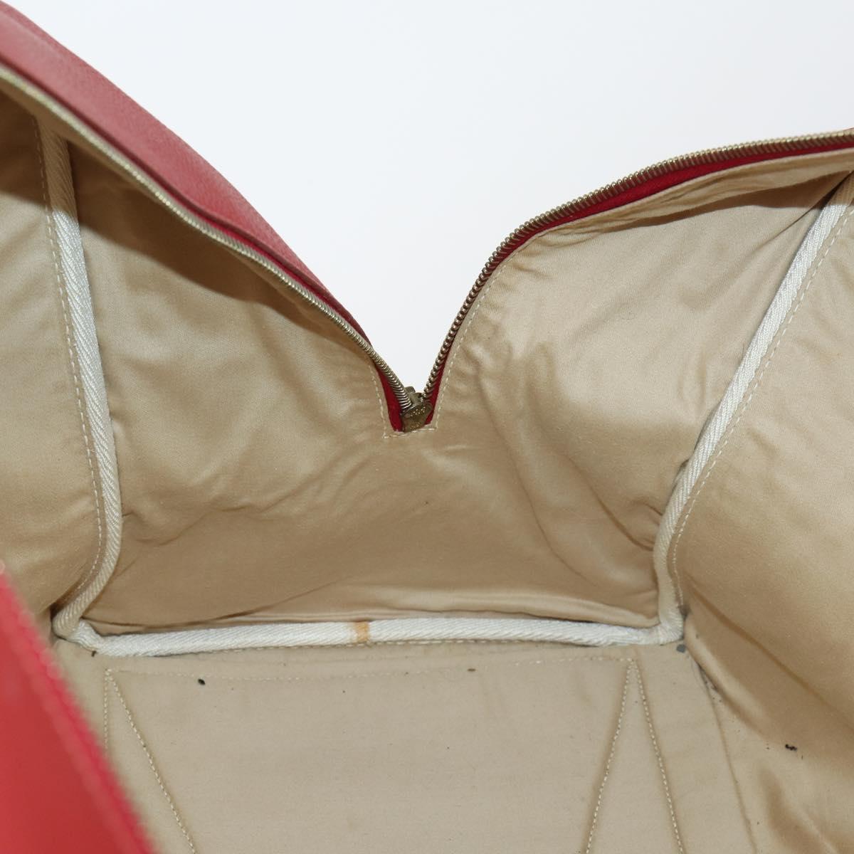 HERMES Victoria 50 Boston Bag Canvas Beige Gold Auth 148631