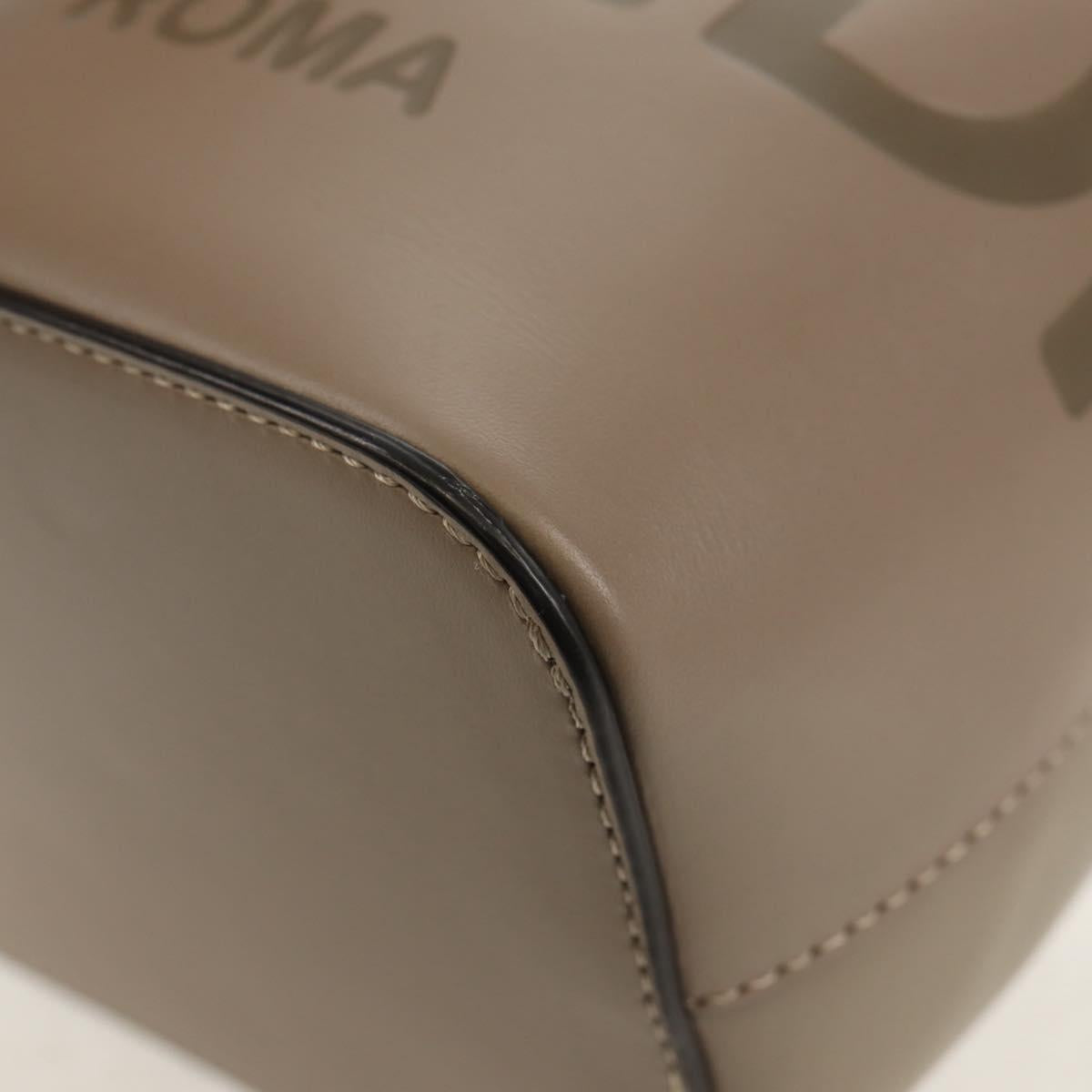 FENDI Shoulder Bag Leather Gray Gold Auth 148635AM