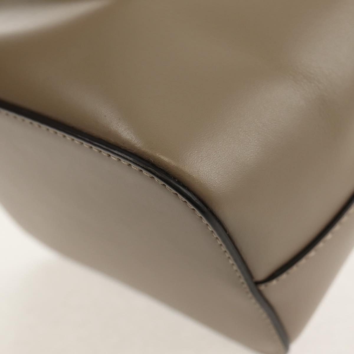 FENDI Shoulder Bag Leather Gray Gold Auth 148635AM