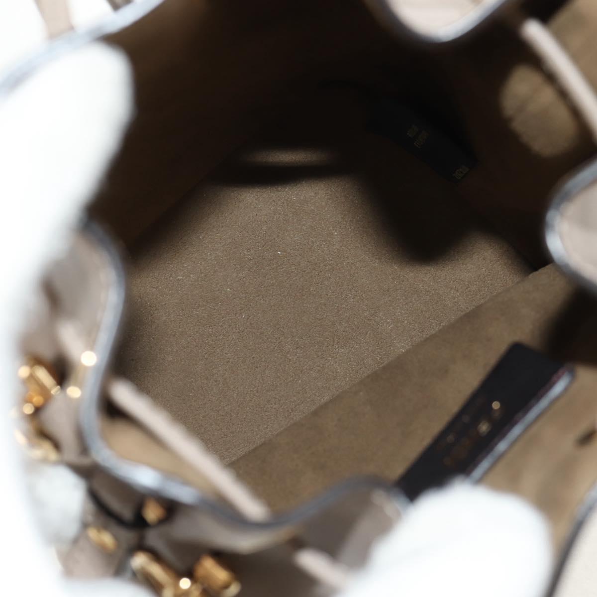 FENDI Shoulder Bag Leather Gray Gold Auth 148635AM