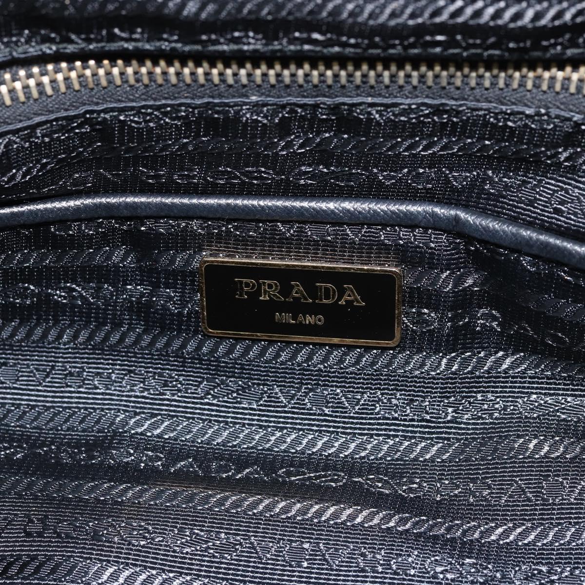 PRADA Hand Bag Nylon Black Gold Auth 148636