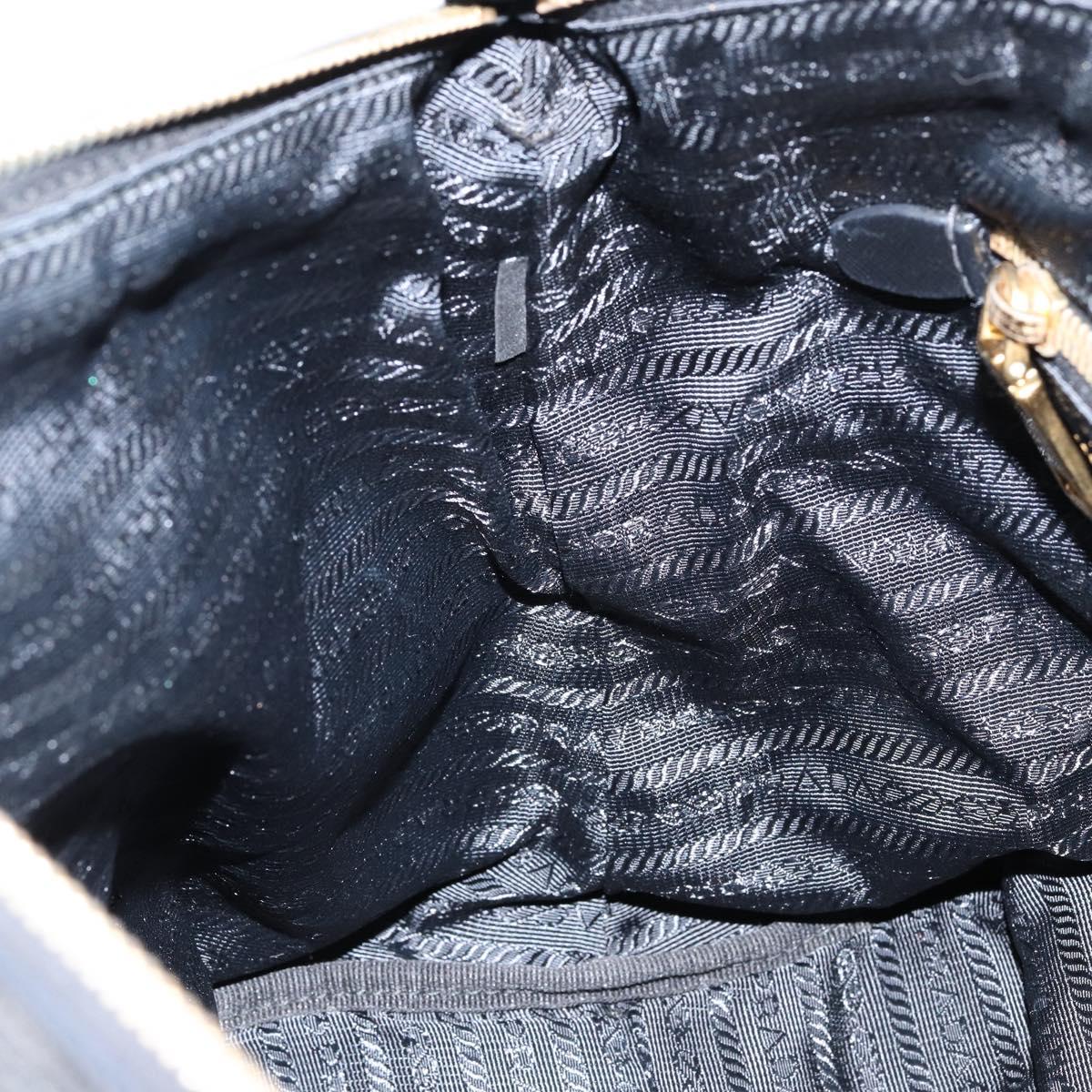 PRADA Hand Bag Nylon Black Gold Auth 148636