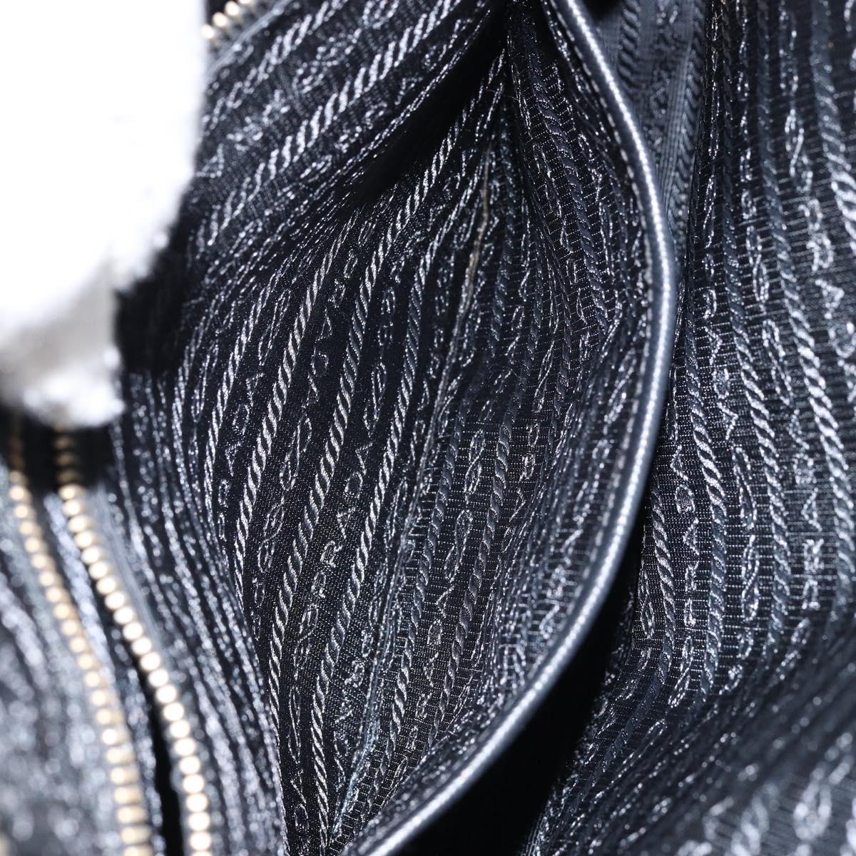 PRADA Hand Bag Nylon Black Gold Auth 148636