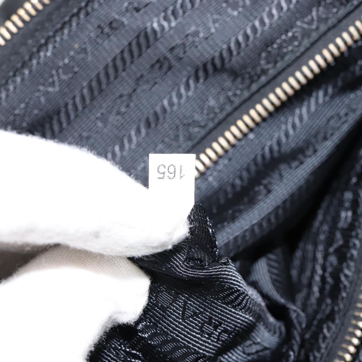 PRADA Hand Bag Nylon Black Gold Auth 148636