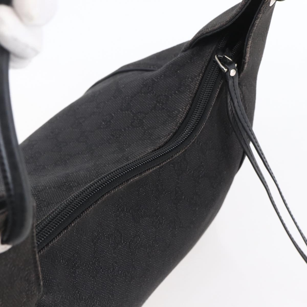 GUCCI GG Canvas Shoulder Bag Black Silver 152281 Auth 148637