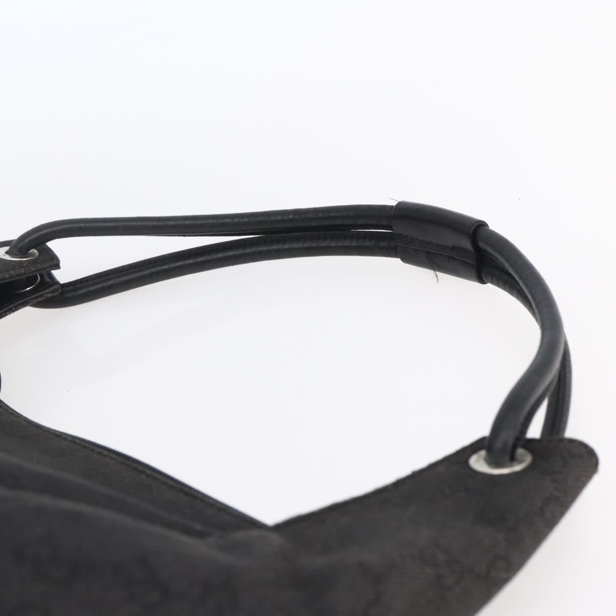 GUCCI GG Canvas Shoulder Bag Black Silver 152281 Auth 148637