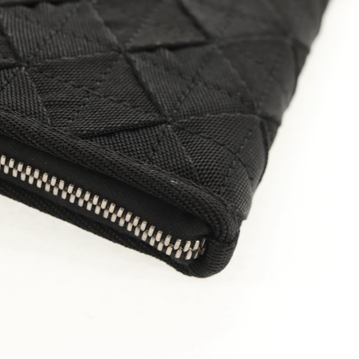 BOTTEGA VENETA Zippy Wallet Nylon Polypropylene Black Silver Auth 148640M