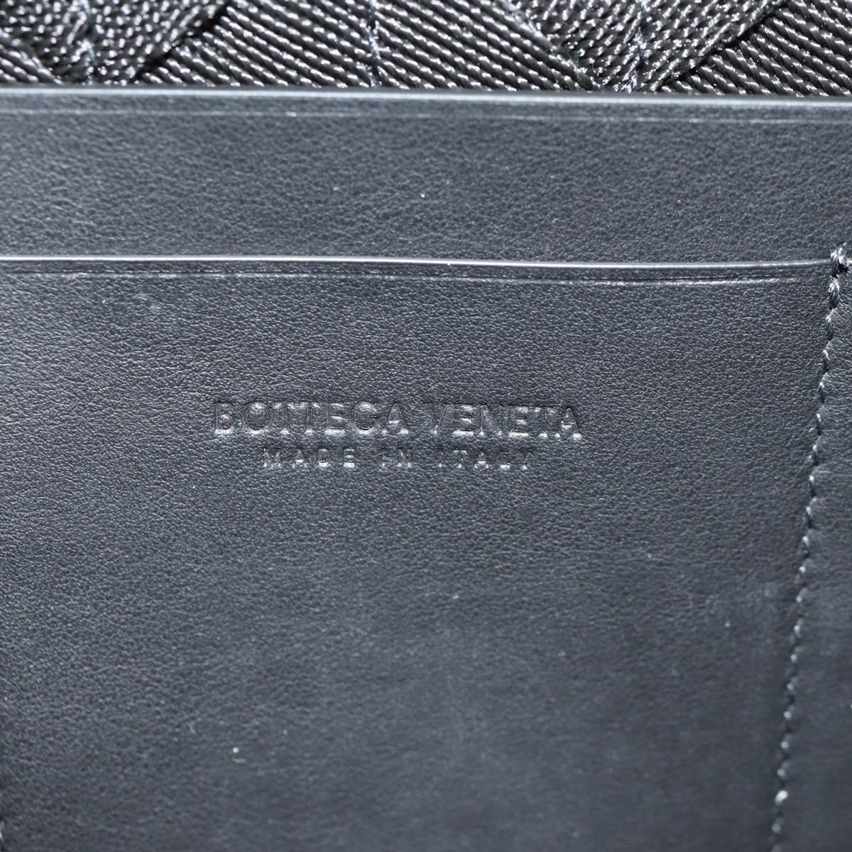 BOTTEGA VENETA Zippy Wallet Nylon Polypropylene Black Silver Auth 148640M
