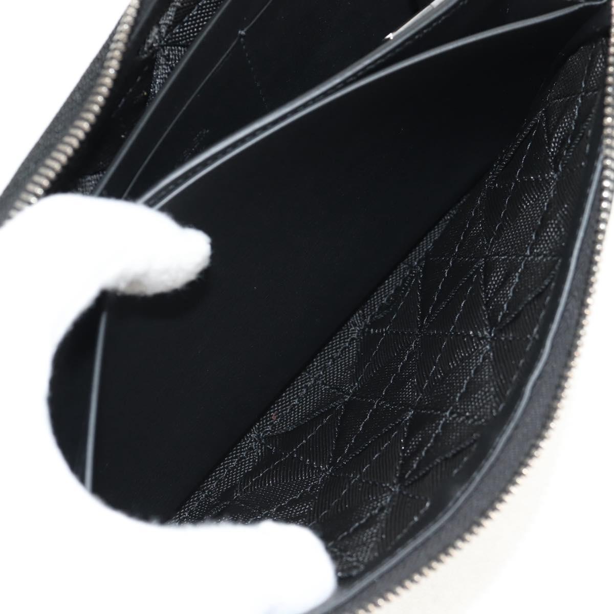 BOTTEGA VENETA Zippy Wallet Nylon Polypropylene Black Silver Auth 148640M