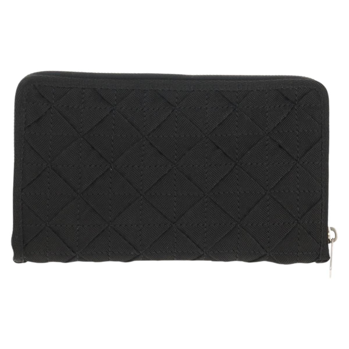 BOTTEGA VENETA Zippy Wallet Nylon Polypropylene Black Silver Auth 148640M