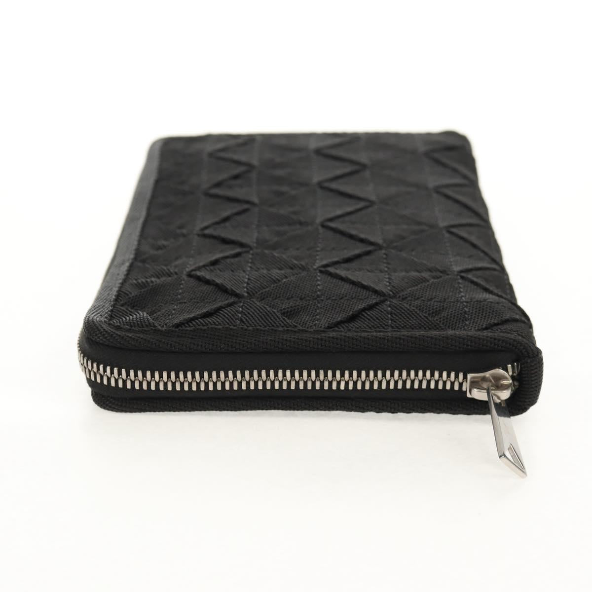 BOTTEGA VENETA Zippy Wallet Nylon Polypropylene Black Silver Auth 148640M