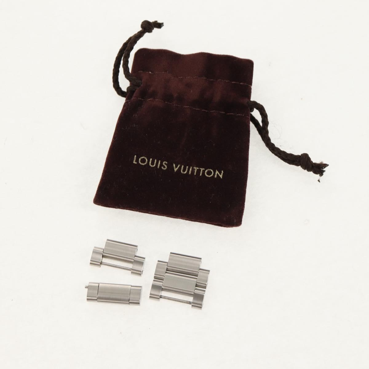 LOUIS VUITTON Tambour Date Watches Stainless Steel Silver Q1111 LV Auth 148644M