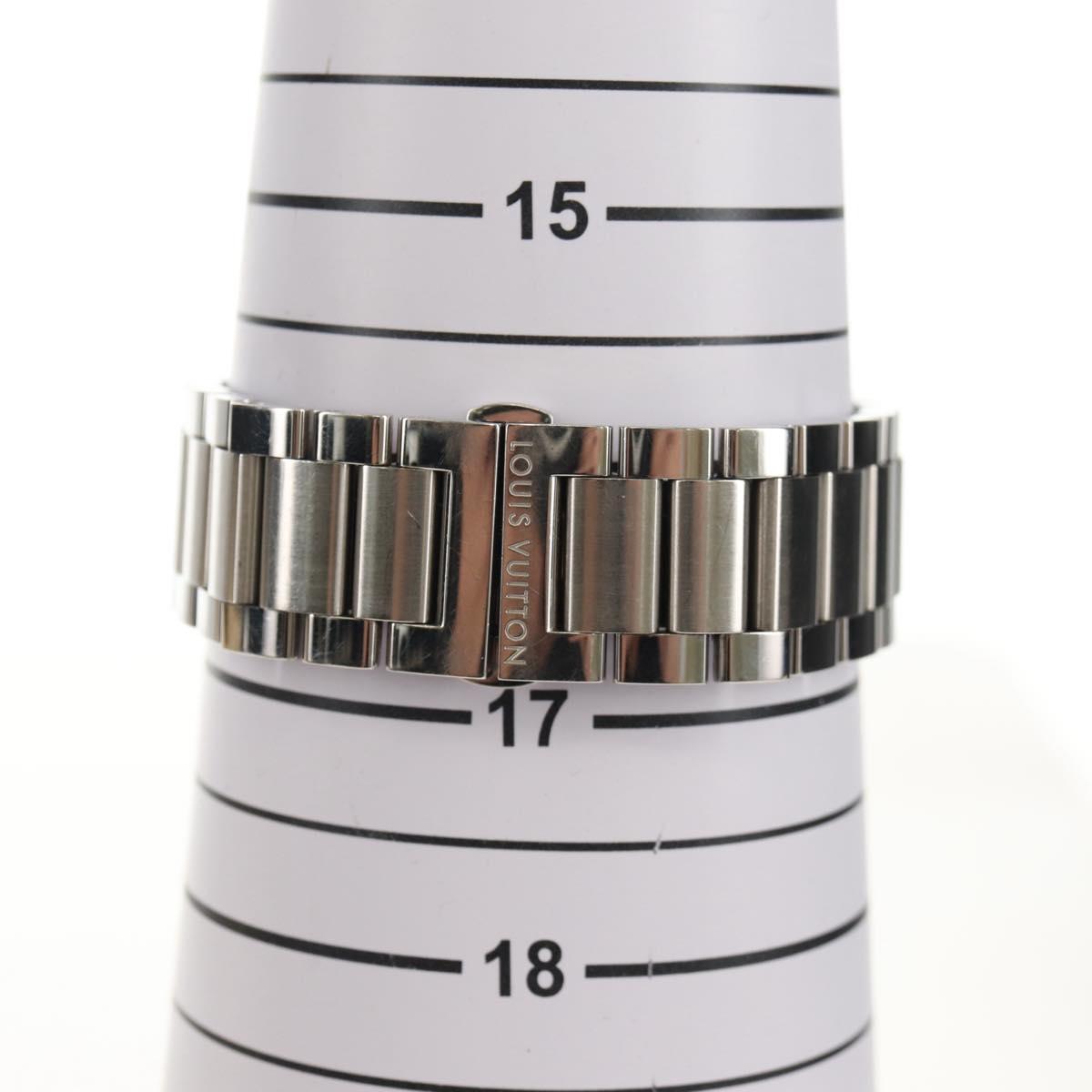 LOUIS VUITTON Tambour Date Watches Stainless Steel Silver Q1111 LV Auth 148644M