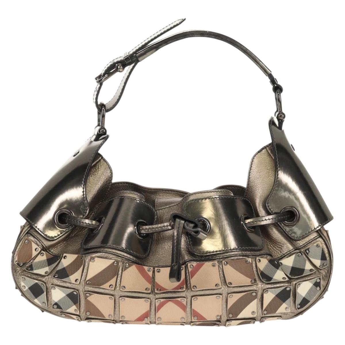 BURBERRY Nova Check Shoulder Bag PVC Beige Auth 148649V