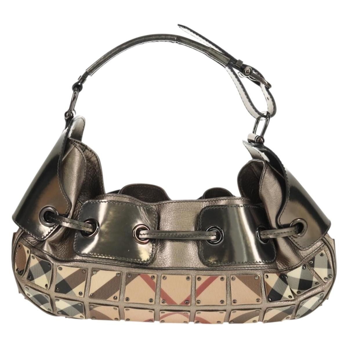 BURBERRY Nova Check Shoulder Bag PVC Beige Auth 148649V