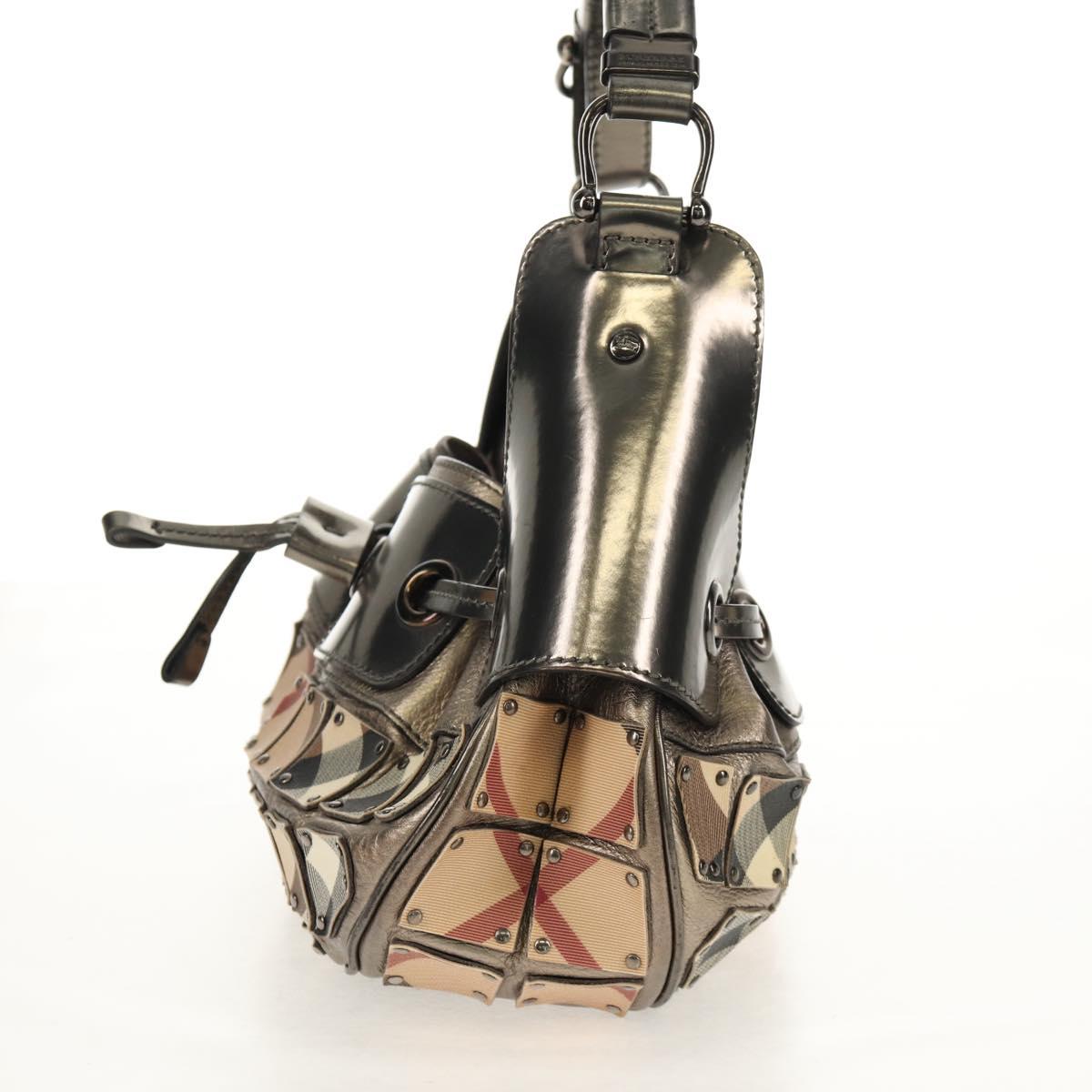 BURBERRY Nova Check Shoulder Bag PVC Beige Auth 148649V