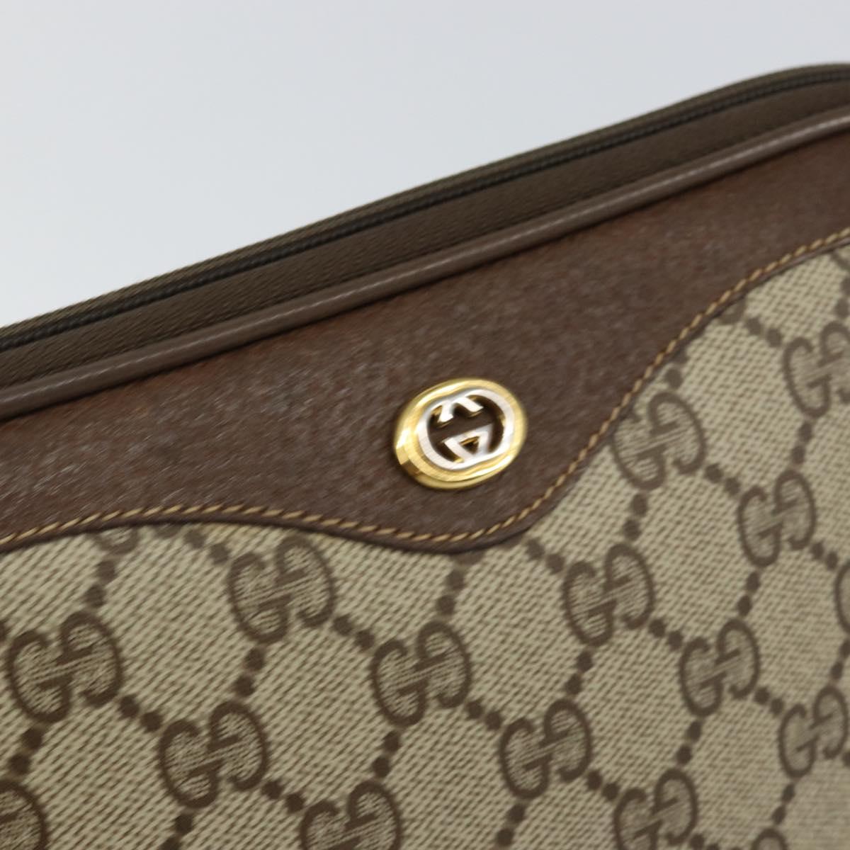 GUCCI GG Supreme Shoulder Bag PVC Beige Gold 97 02 068 Auth 148651