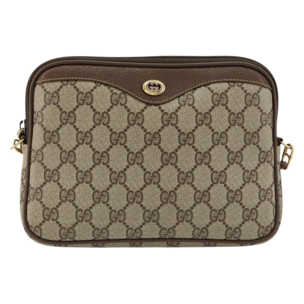 GUCCI GG Supreme Shoulder Bag PVC Beige Gold 97 02 068 Auth 148651