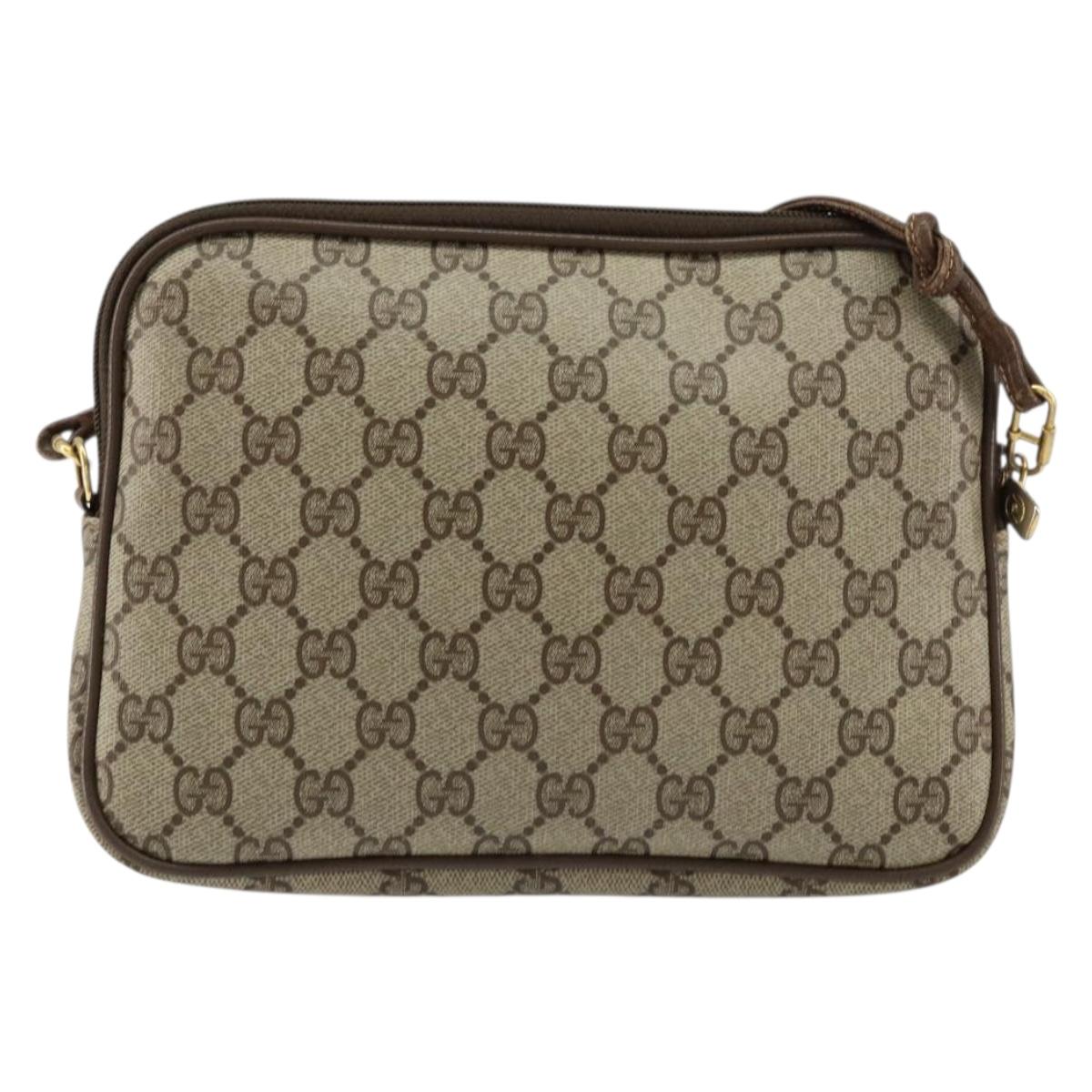 GUCCI GG Supreme Shoulder Bag PVC Beige Gold 97 02 068 Auth 148651