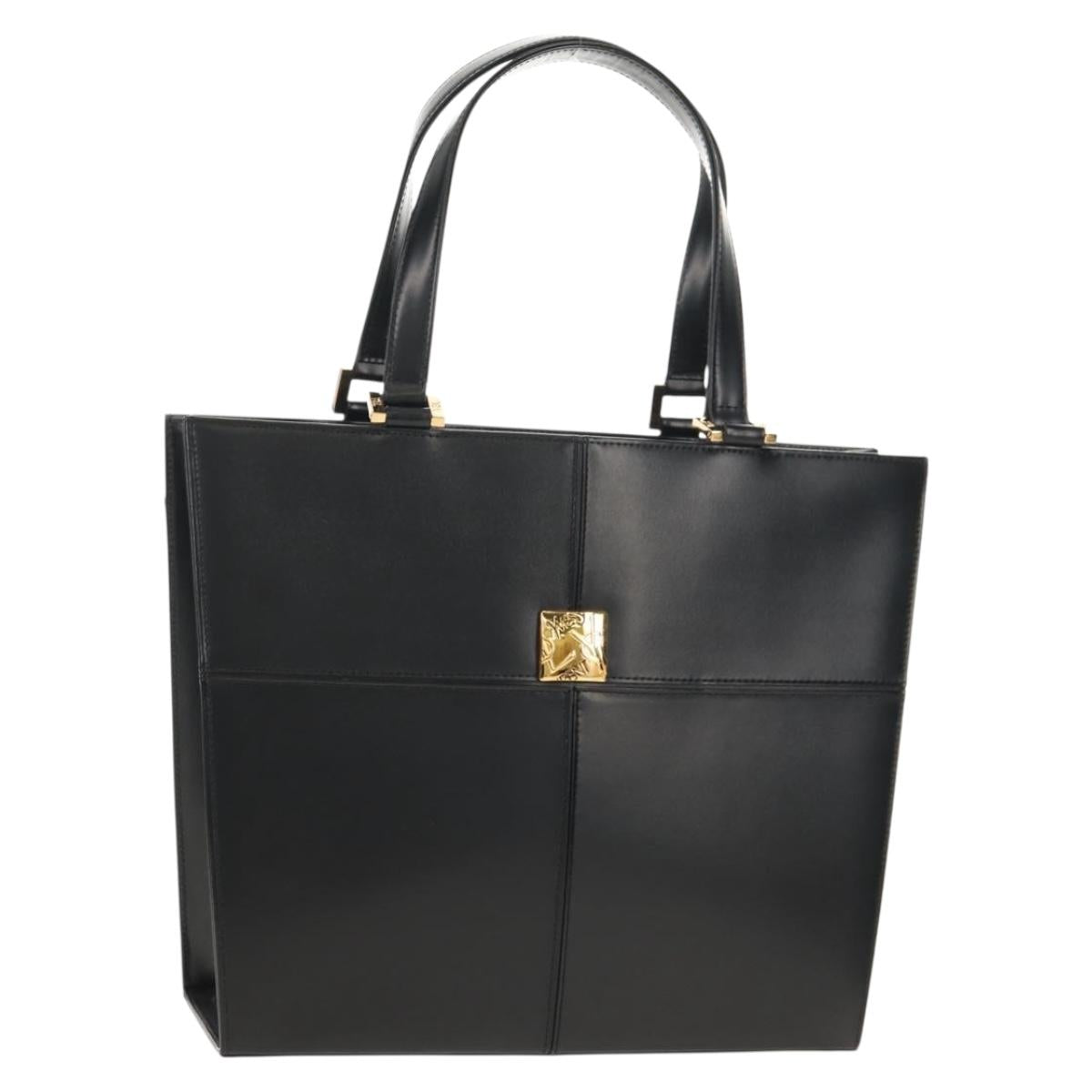 SAINT LAURENT Hand Bag Leather Gold Black Auth 148653V