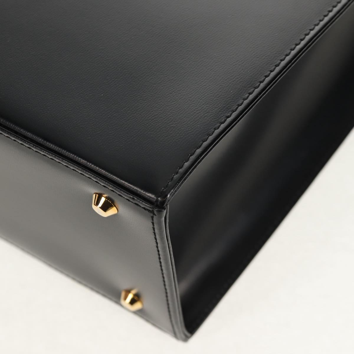 SAINT LAURENT Hand Bag Leather Gold Black Auth 148653V