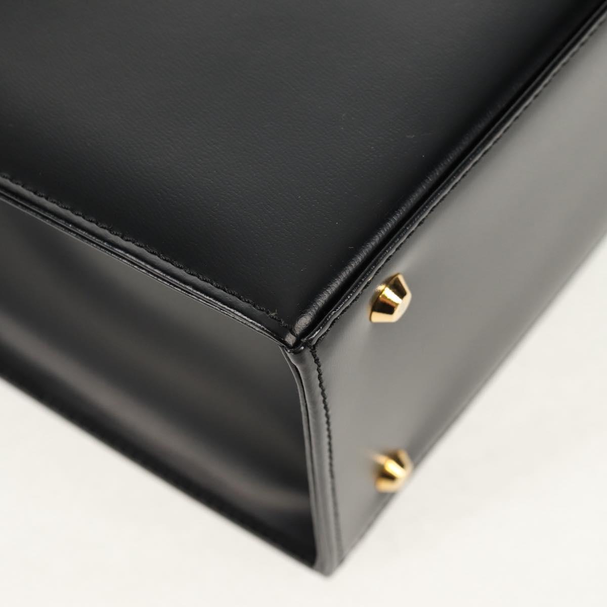 SAINT LAURENT Hand Bag Leather Gold Black Auth 148653V