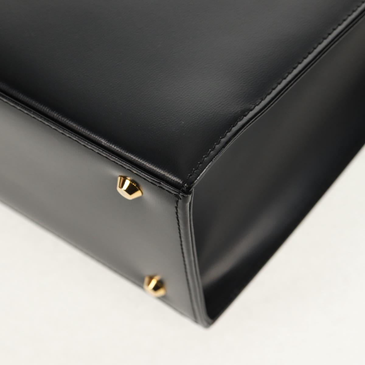 SAINT LAURENT Hand Bag Leather Gold Black Auth 148653V