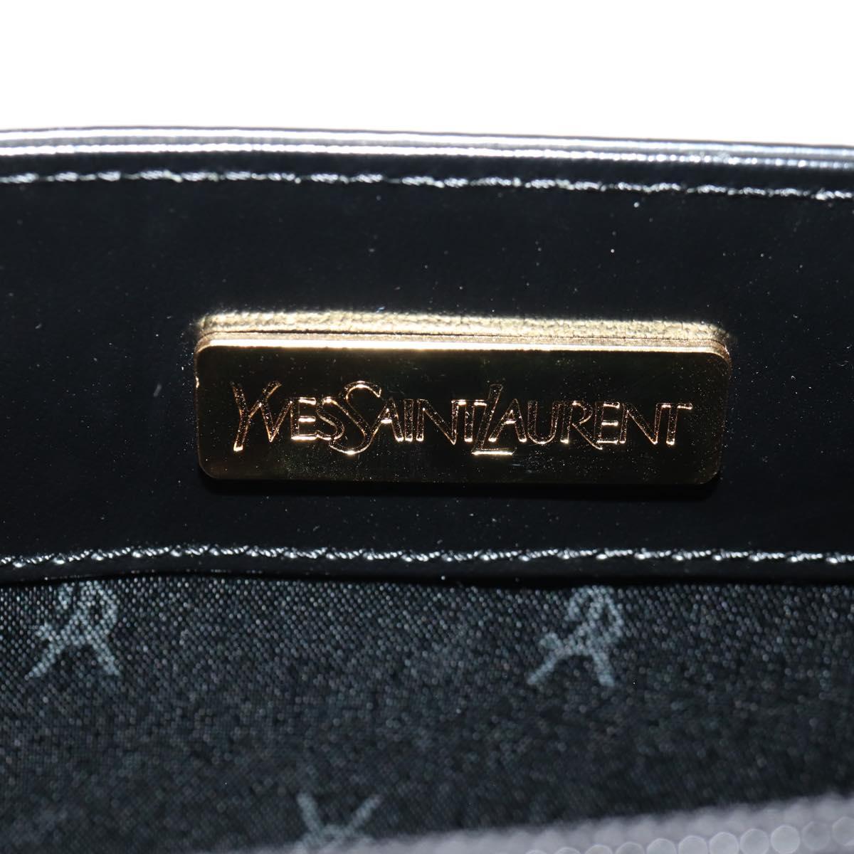 SAINT LAURENT Hand Bag Leather Gold Black Auth 148653V